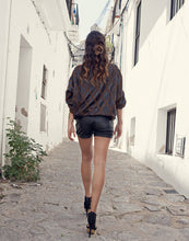 Back Vintage leather brown sweat-shirt jumper