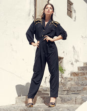 black and gold military jumpsuit