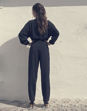 black and gold military jumpsuit back